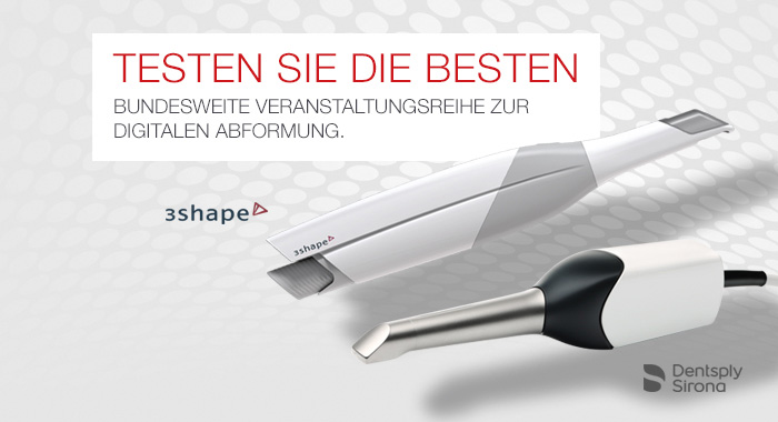 Digitale Abformung - CEREC Omnicam oder TRIOS®? Am besten testen! Bundesweite Veranstaltungsreihe zur digitalen Abformung